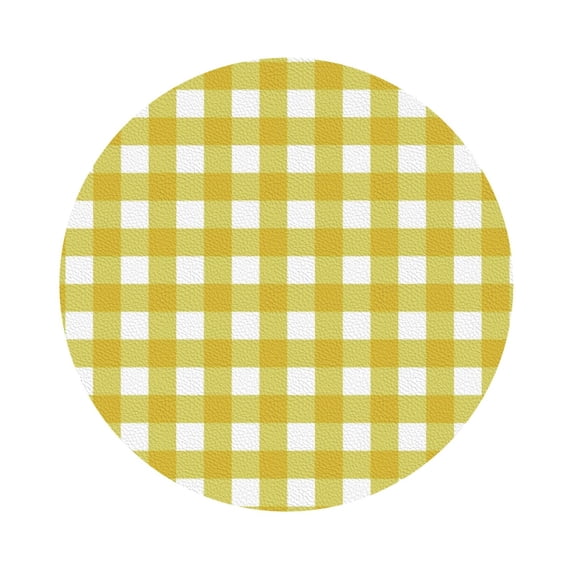 Bingfone Vintage Yellow Checkboard Leather Drinks Coasters with Set of 6,Suitable for Home Kitchen,Coffee Cup Coasters Home Gift