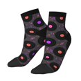 thumbnail image 1 of Bingfone Vinyl Records Musical Notes Design Patterned Men's Women's Casual Cotton Socks, 1 of 5