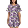 thumbnail image 1 of Bingfone Violets Flowers Print Pajamas Sets for Women Soft Short-Sleeved Pjs with Lounge Shorts Two Piece Sleepwear, 1 of 1