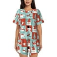 thumbnail image 1 of Bingfone Warm Christmas Memories Print Pajamas Sets for Women Soft Short-Sleeved Pjs with Lounge Shorts Two Piece Sleepwear, 1 of 5