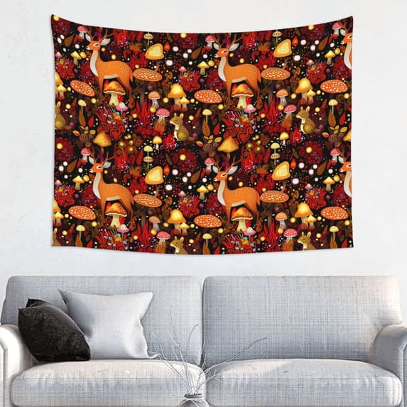 Bingfone Warm Forest Plants and Deer Tapestry Wall Hanging Decor for Living Room Bedroom Dorm Classroom Office Decor 29x37 Inch