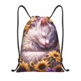 thumbnail image 1 of Bingfone Warm Sunflower Sleeping Cat Drawstrings Backpacks Bags for Men Women Gym Drawstrings Bag-Small, 1 of 8