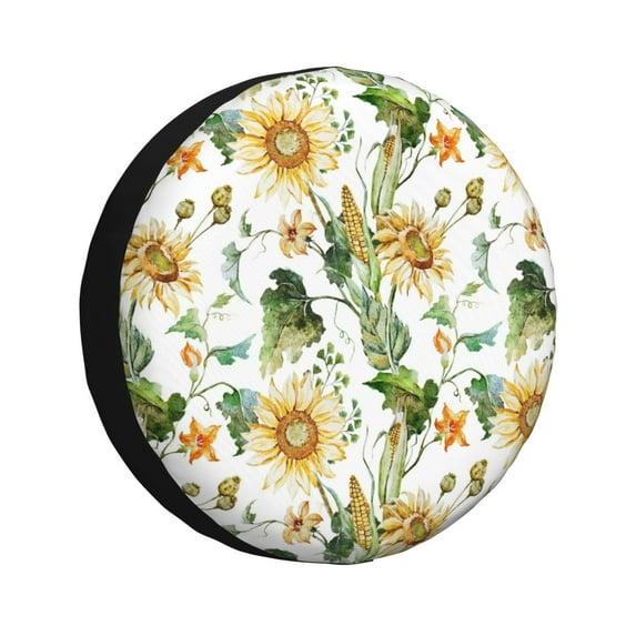 Bingfone Watercolor Bright Sunflowers Spare Tire Cover Weatherproof Universal Wheel Protectors For Rv Camper Travel Trailer Suv Truck 14 Inch