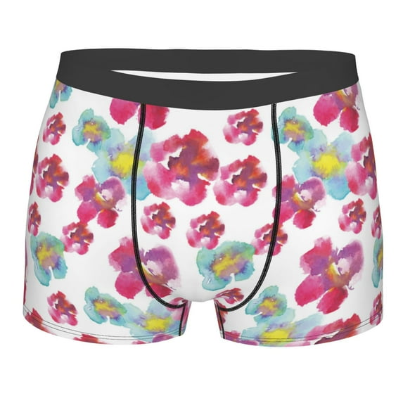 Bingfone Watercolor Flowers Men's Underwear - Casual Stretch Boxer Briefs-Medium