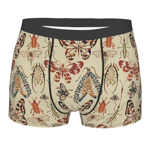 Bingfone Watercolor Insects Men's Underwear - Casual Stretch Boxer Briefs-X-Large
