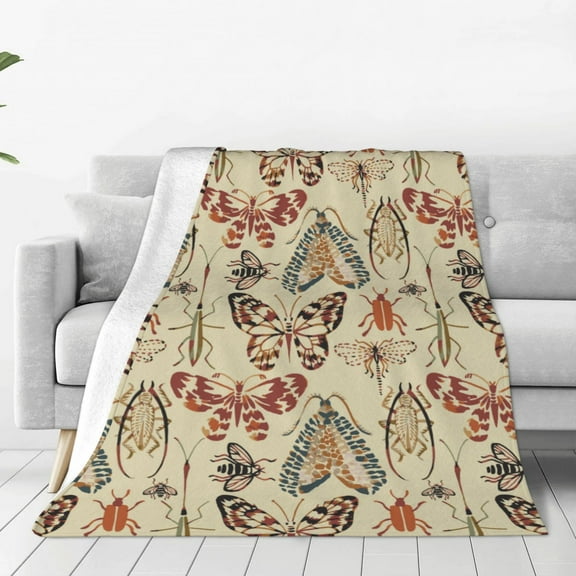 Bingfone Watercolor Insects Print Flannel Fleece Blanket Throw Blanket for Bed,Sofa,Couch,Travel,Camping(40"x30" )