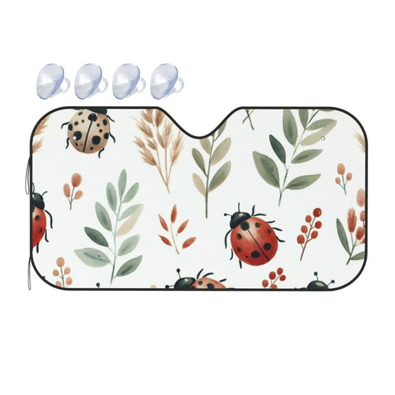 Bingfone Watercolor Ladybug Car Windshield Sunshade,Sun Foldable Sun Shield Sun Visor for Car - Small