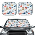 thumbnail image 1 of Bingfone Watercolor Nautical Windshield Sun Shade 2-Piece Foldable Car Front Window Sunshade For Most Sedans Suv Truck - Auto Sun Blocker Visor Protector Blocks Max Uv Rays - Large, 1 of 7