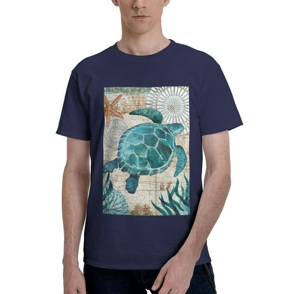 Bingfone Watercolor Sea Turtle Men'S Loose Fit Short-Sleeve Pocket T-Shirt