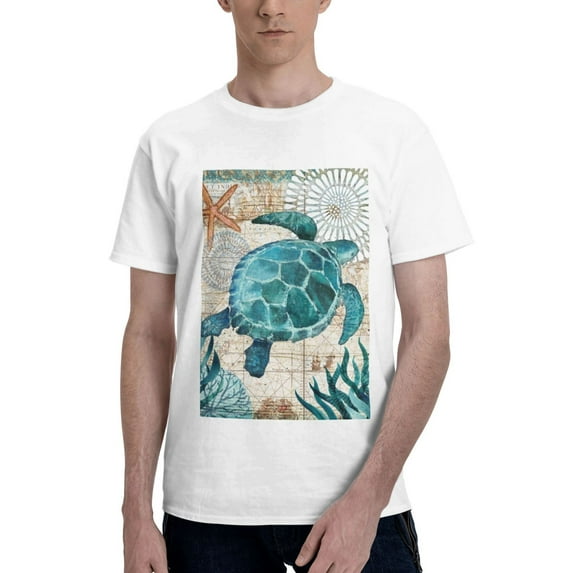 Bingfone Watercolor Sea Turtle Men'S Loose Fit Short-Sleeve Pocket T-Shirt
