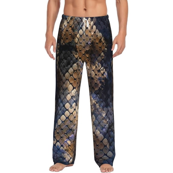 Bingfone Watercolor Snake Skin Mens All Over Print Sleep Pajama Pants-X-Large
