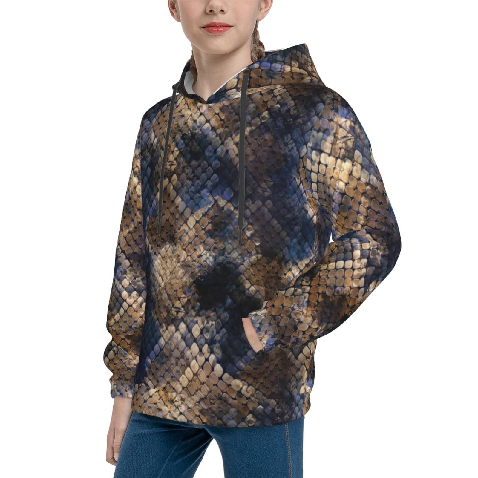 Snakeskin Python Skin Pattern Print Women Men Pullover Hoodie