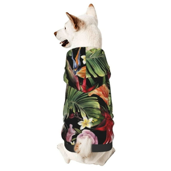 Bingfone Watercolor Tropical Flowers Dog Clothes Hoodie, Pet Winter Coat,Puppy Sweatshirts For Small Dogs Boy Girl,Suitable For All Breeds-X-Small