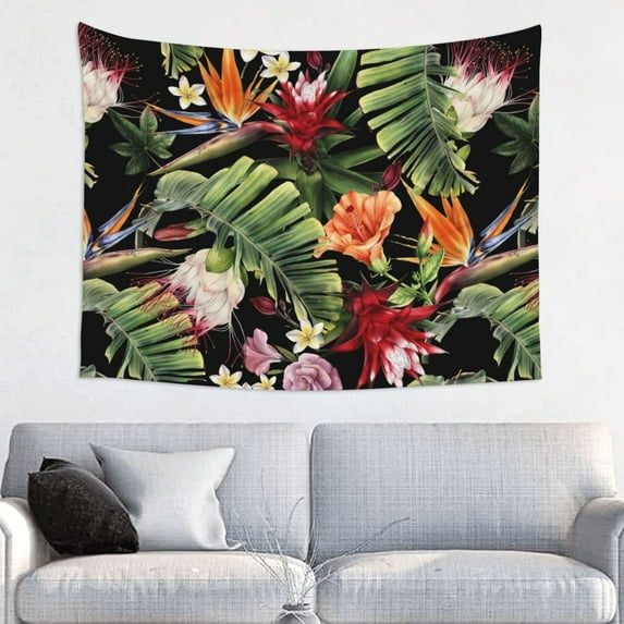 Bingfone Watercolor Tropical Flowers Tapestry Wall Hanging Decor For Living Room Bedroom Dorm Classroom Office Decor 29x37 Inch