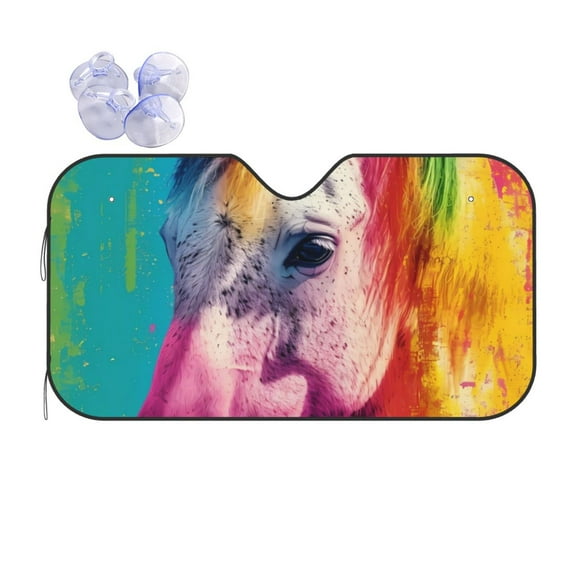 Bingfone Watercolor White Horse Car Windshield Sun Shade Protector Keep Your Vehicle Cool Sun Shield Visor Cover Foldable for Car Truck SUV-Small