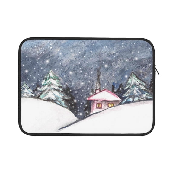 Bingfone Watercolor Winter Landscape For Christmas Laptop Sleeve Case 13 Inch, 360° Protective Computer Carrying Bag