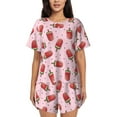 thumbnail image 1 of Bingfone Watermelon Ice Cream Print Pajamas Sets for Women Soft Short-Sleeved Pjs with Lounge Shorts Two Piece Sleepwear, 1 of 8