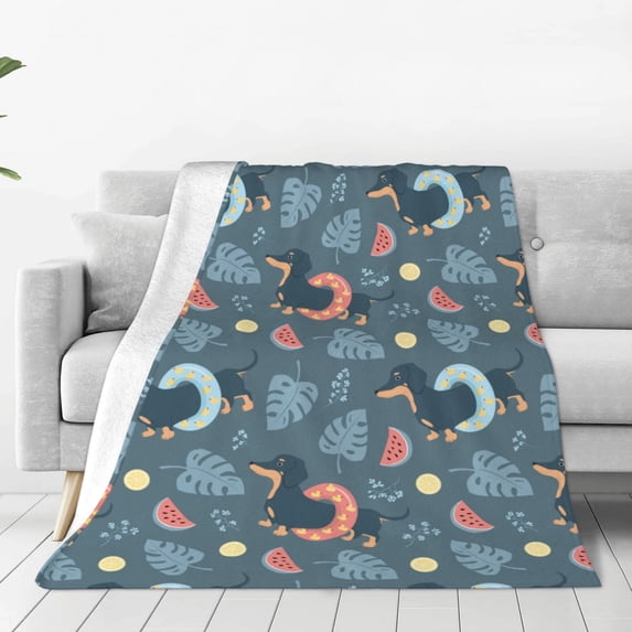Bingfone Watermelons Dachshunds Print Flannel Fleece Blanket Throw Blanket For Bed,Sofa,Couch,Travel,Camping(40"X30")