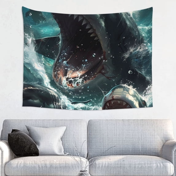 Bingfone Wave Ocean Animal Shark Tapestry Wall Hanging Decor for Living Room Bedroom Dorm Classroom Office Decor 29x37 Inch