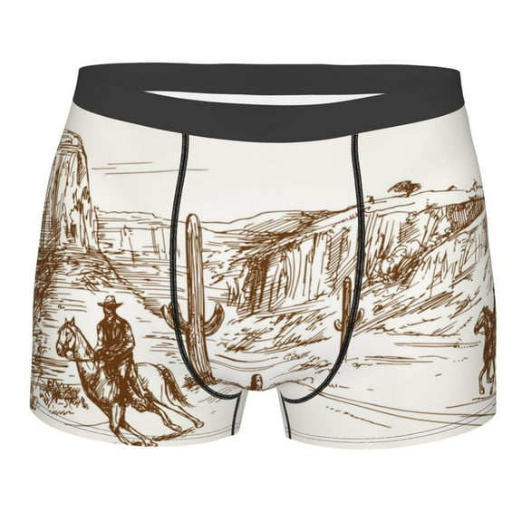 Bingfone Western Desert Cowboys Men'S Underwear - Casual Stretch Boxer Briefs-X-Large