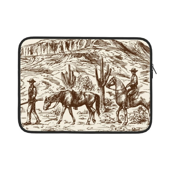 Bingfone Western Desert Cowboys2 Laptop Sleeve Case 13 Inch, 360° Protective Computer Carrying Bag