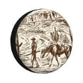 thumbnail image 1 of Bingfone Western Desert Cowboys2 Spare Tire Cover Weatherproof Universal Wheel Protectors For Rv Camper Travel Trailer Suv Truck 14 Inch, 1 of 9