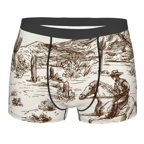 Bingfone Western Desert Cowboys3 Men'S Underwear - Casual Stretch Boxer Briefs-Medium