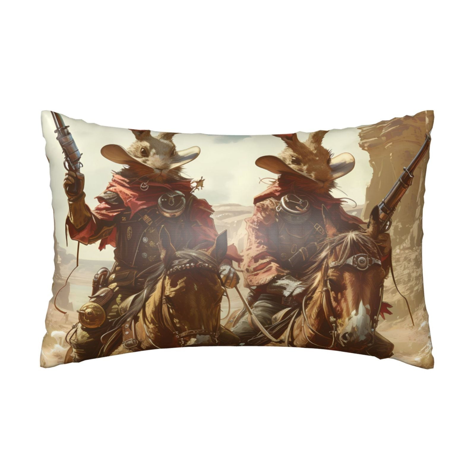 Bingfone Western Rabbit Cowboy Satin Pillowcase for Hair Standard