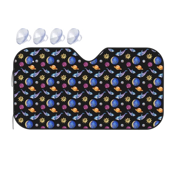 Bingfone Whales In Space Car Windshield Sunshade,Sun Foldable Sun Shield Sun Visor for Car - Medium