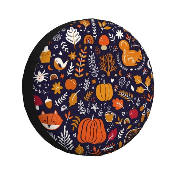 Bingfone Whimsical Autumn Forest Spare Tire Cover Weatherproof Universal Wheel Protectors for RV Camper Travel Trailer SUV Truck-14 inch
