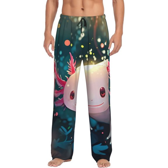 Bingfone Whimsical Axolotl Fantasy Mens All Over Print Sleep Pajama Pants-Small
