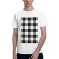 thumbnail image 1 of Bingfone White And Black Plaid Men'S Loose Fit Short-Sleeve Pocket T-Shirt, 1 of 7