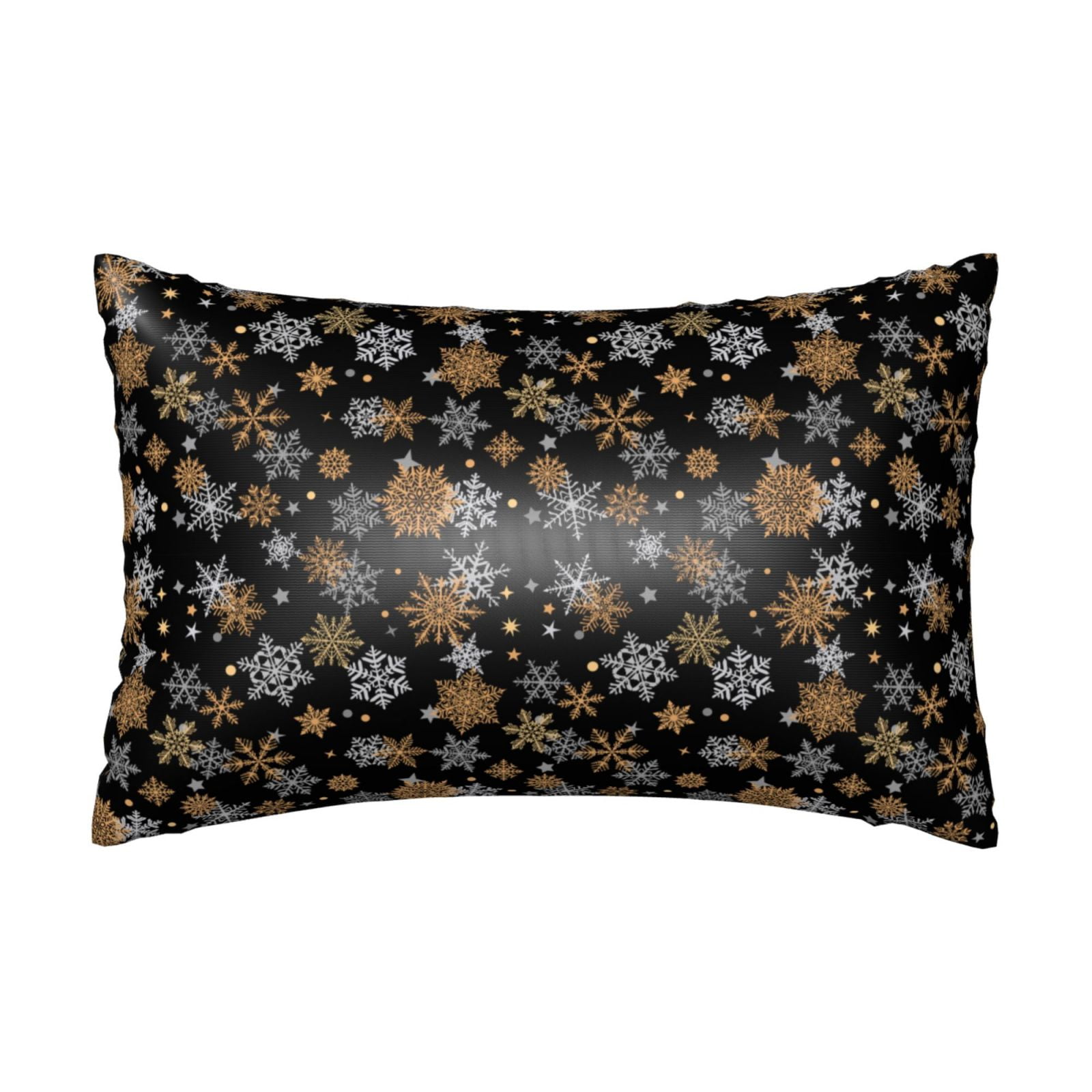 Bingfone White And Yellow Snowflakes Print Satin Pillowcase for Hair