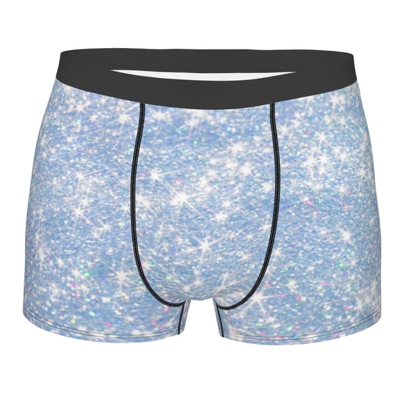 Bingfone White Bule Glitter Men'S Underwear - Casual Stretch Boxer Briefs-Small
