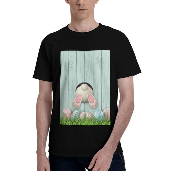 Bingfone White Bunny Bottom And Easter Eggs Men'S Loose Fit Short-Sleeve Pocket T-Shirt