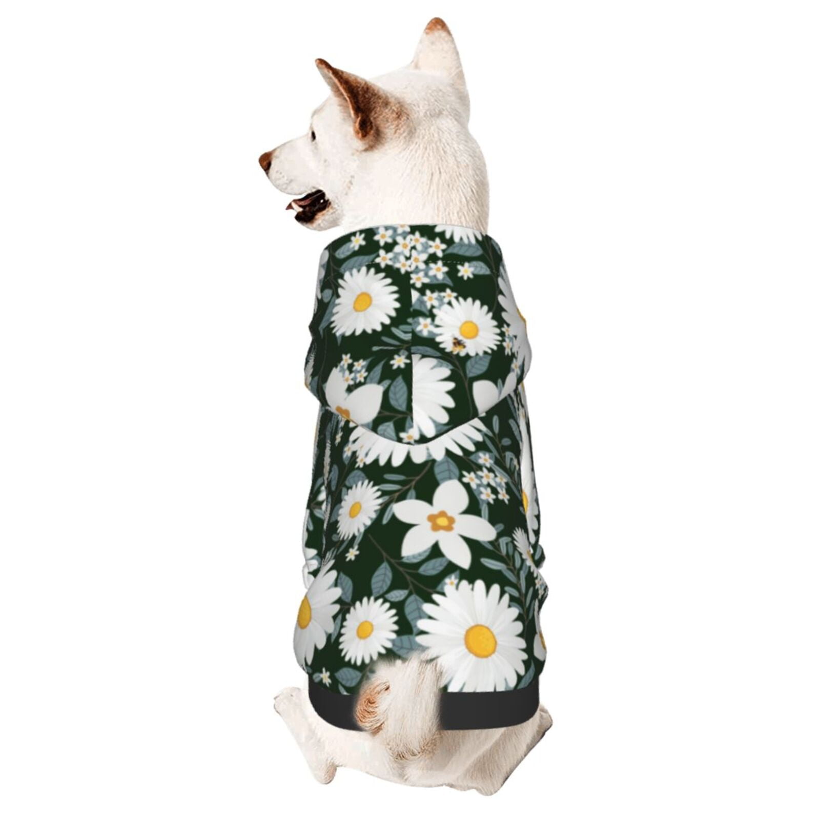 Bingfone White Daisies And Bee Dog Clothes Hoodie, Pet Winter Coat,Puppy Sweatshirts For Small