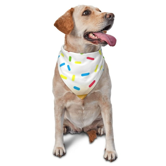 Bingfone White Ice Cream-Washable Dog Scarf Triangle Adjustable Puppy Bandana Bib Handkerchief For Medium Large Dog Cat
