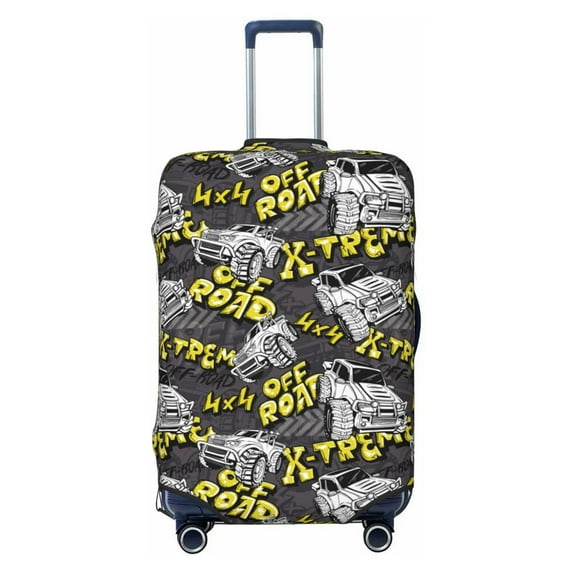 Bingfone White Retro Off-Road Vehicle Luggage Cover Washable Suitcase Cover Protector Anti-scratch Suitcase cover Fits 18-32 Inch Luggage