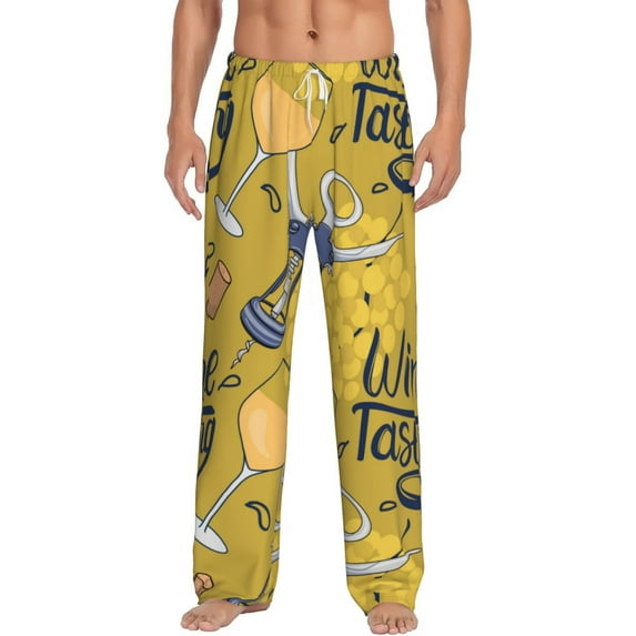 Bingfone White Wine Seamless Mens All Over Print Sleep Pajama Pants-Xx-Large