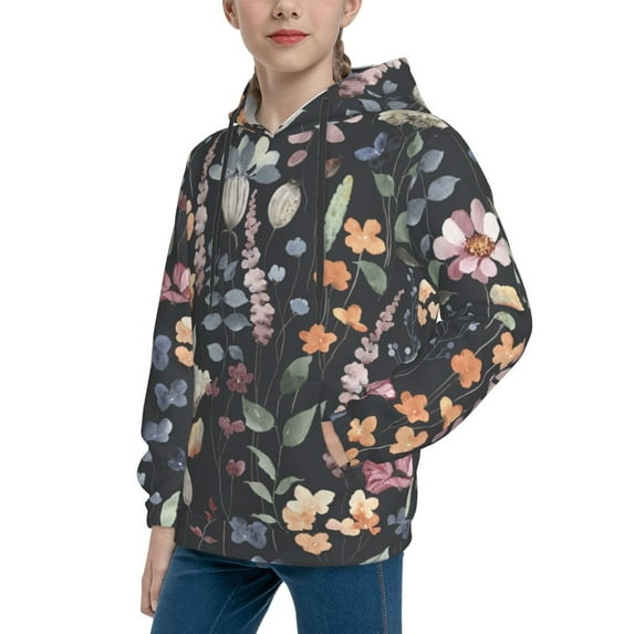 Bingfone Wildflower Watercolor 1 Pattern Youth Classic Hoodies Soft Hooded Pullover Sweatshirts for Girls and Boys