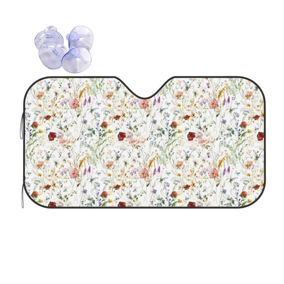Bingfone Wildflower Watercolor Car Windshield Sun Shade Protector Keep Your Vehicle Cool Sun Shield Visor Cover Foldable-Small