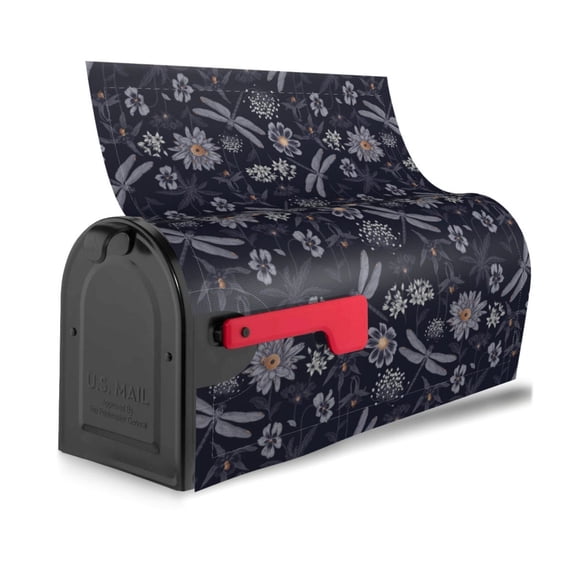 Bingfone Wildflowers And Dragonflies Magnetic Mailbox Cover Standard Size for Garden Yard Outdoor Decorations-21x18 in