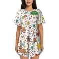 thumbnail image 1 of Bingfone Winter Christmas And New Year Deer Print Pajamas Sets for Women Soft Short-Sleeved Pjs with Lounge Shorts Two Piece Sleepwear, 1 of 8