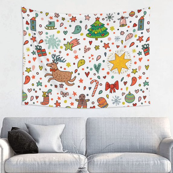 Bingfone Winter Christmas And New Year Deer Tapestry Wall Hanging Decor For Living Room Bedroom Dorm Classroom Office Decor 29x37 Inch