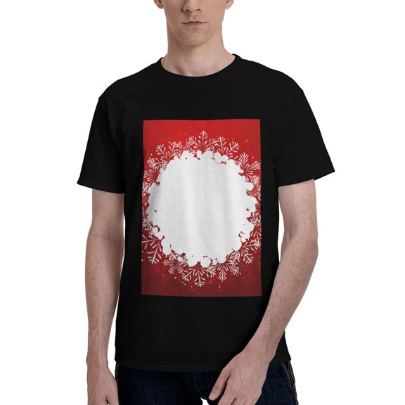 Bingfone Winter Christmas Snowflake Men'S Loose Fit Short-Sleeve Pocket T-Shirt