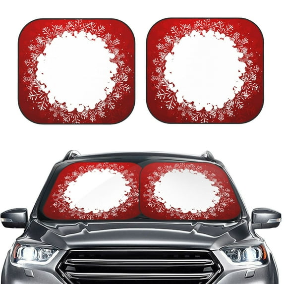 Bingfone Winter Christmas Snowflake Print 2-Piece Sun Shade Front Windshield - Foldable Car Front Window Sunshades For Most Sedans Suv Truck - Medium