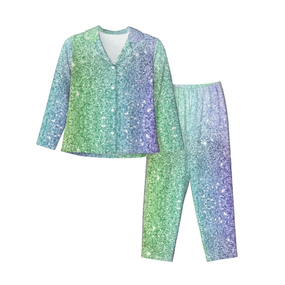 Bingfone Womens Pajama Sets Beautiful Glitter Print,Long Sleeve Loungewear Pajamas Set-Xx-Large