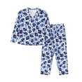 thumbnail image 1 of Bingfone Womens Pajama Sets Blue Roses Print,Long Sleeve Loungewear Pajamas Set-Large, 1 of 8
