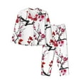 thumbnail image 1 of Bingfone Womens Pajama Sets Cherry Blossoms Print,Long Sleeve Loungewear Pajamas Set-Large, 1 of 9
