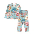 thumbnail image 1 of Bingfone Womens Pajama Sets Colorful Donut Print,Long Sleeve Loungewear Pajamas Set-X-Large, 1 of 8